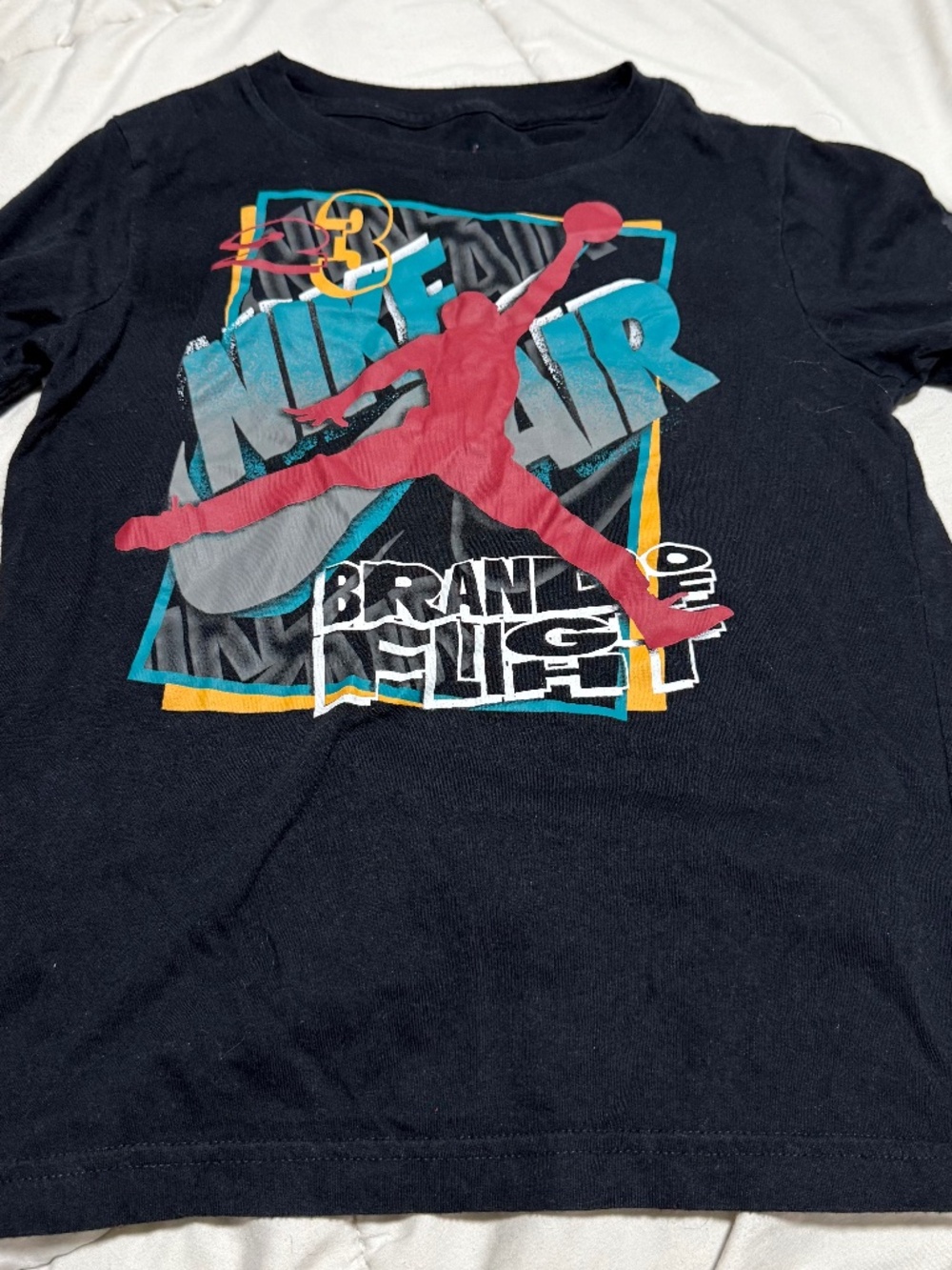 Jordan Youth M Black Jumpman Logo Graphic Print Crew Neck Cotton Tee Basketball